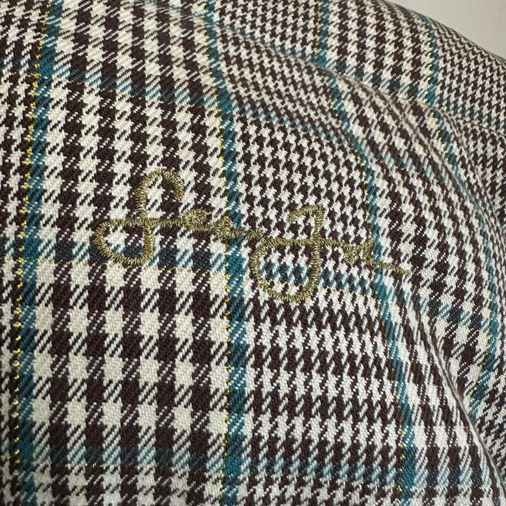 Sean John Beige Brown Gold Plaid Bomber Jacket Detachable Hood Vintage Vtg Y2K - Picture 7 of 10